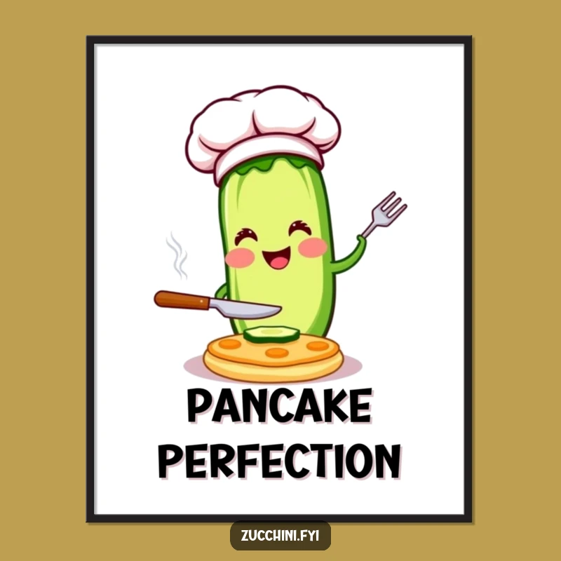 Funny Chef Zucchini Digital Art: Flipping Action, Perfect Instant Humorous Gift