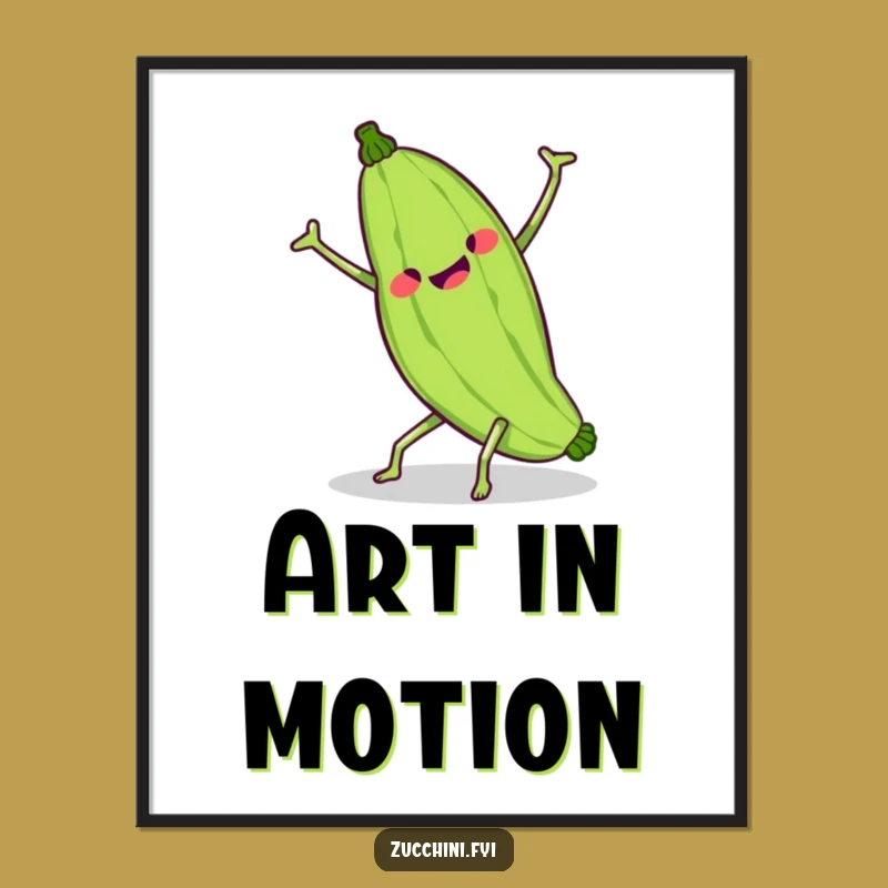 Funny Kawaii Zucchini Cartwheel Digital Art - Hilarious Wobbly Veggie Printable for Comical Decor