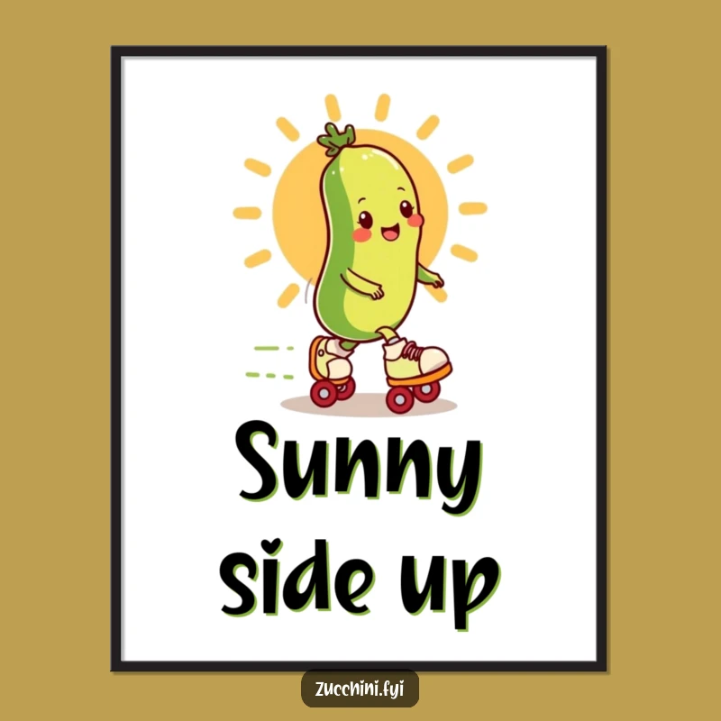 Funny Roller Zucchini Digital Art - Instant Speedster Veggie Print Gift