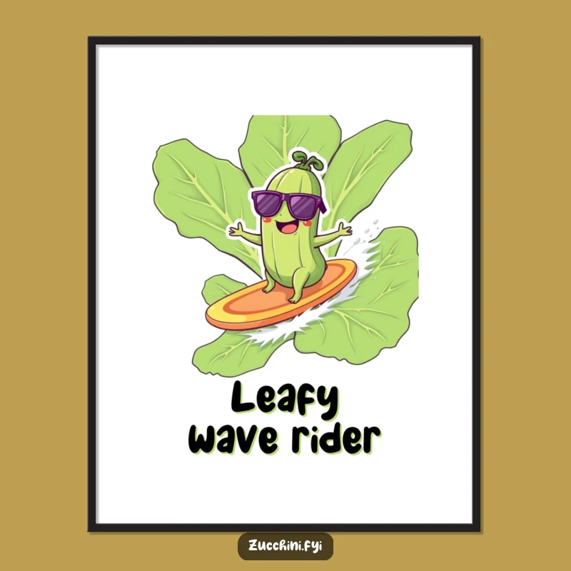 Funny Surfing Zucchini Digital Art - Cool Veggie Wall Decor