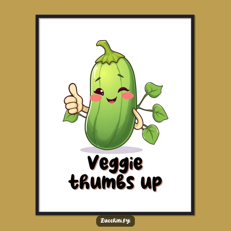 Funny Winking Zucchini Digital Print: Thumbs Up Veggie Decor, Perfect Funny Gift