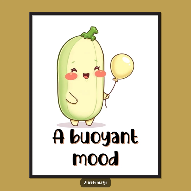 Funny Zucchini Balloon Digital Art: Instant Joyful Veggie Decor for Your Space