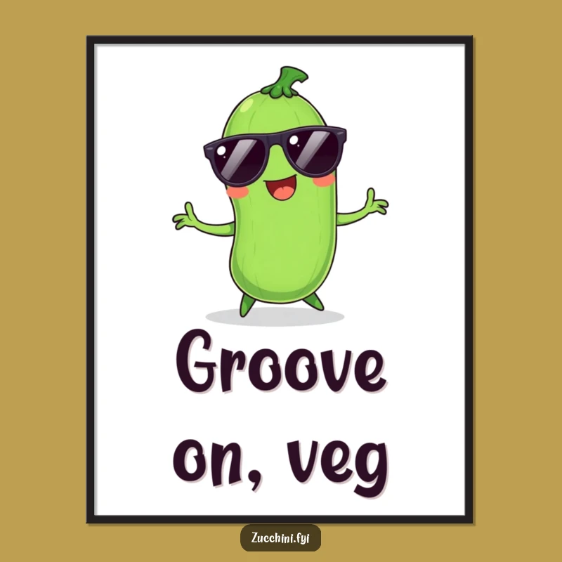 Funny Zucchini Dance Digital Art: Groovy Wall Decor Gift for Fun