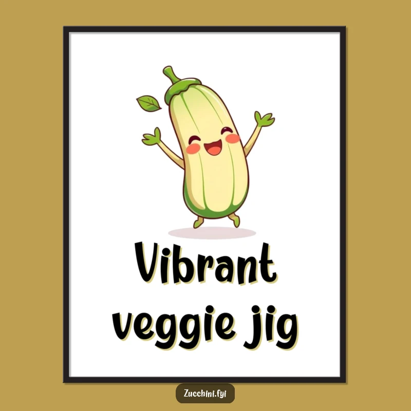 Funny Zucchini Digital Art Print: Joyful Dancing Veggie Instant Download, Gift Idea