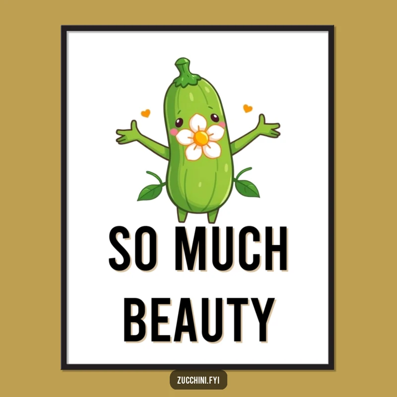 Funny Zucchini Flower Embrace Digital Art: Nature's Hug - Instant Funny Gift