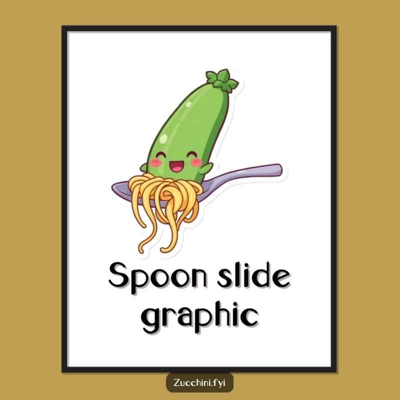 Funny Zucchini Noodle Spoon Slide Digital Art: Instant Kitchen Whimsy