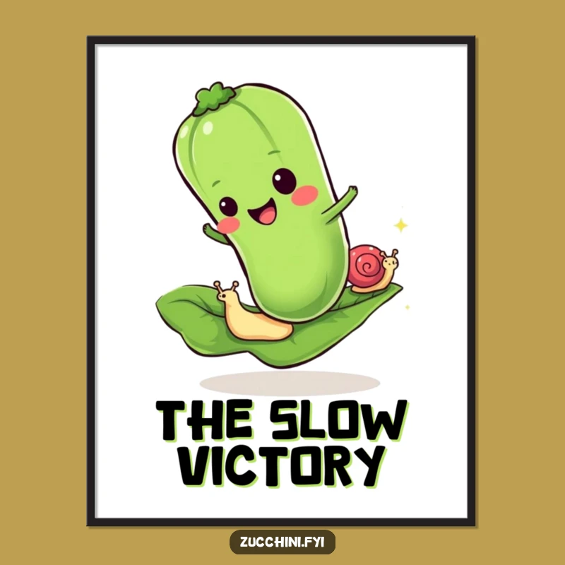 Funny Zucchini Snail Digital Art: Printable Race Day Humor