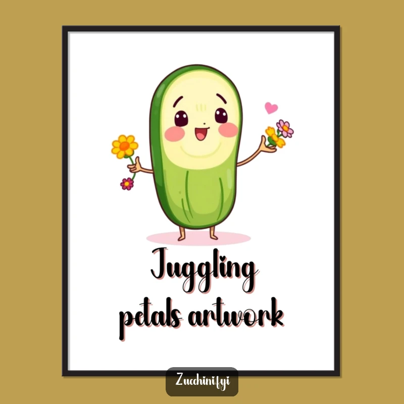 Funny Zucchini Flower Juggler Digital Art: Instant Whimsy Delivered