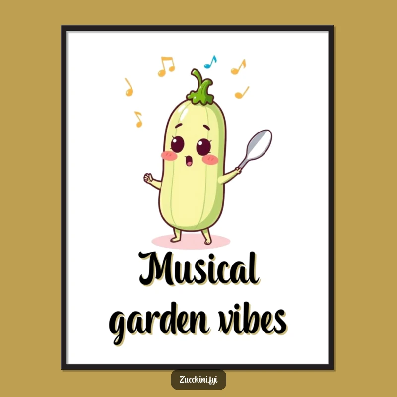 Funny Dancing Zucchini Digital Art - Musical Veggie Wall Decor