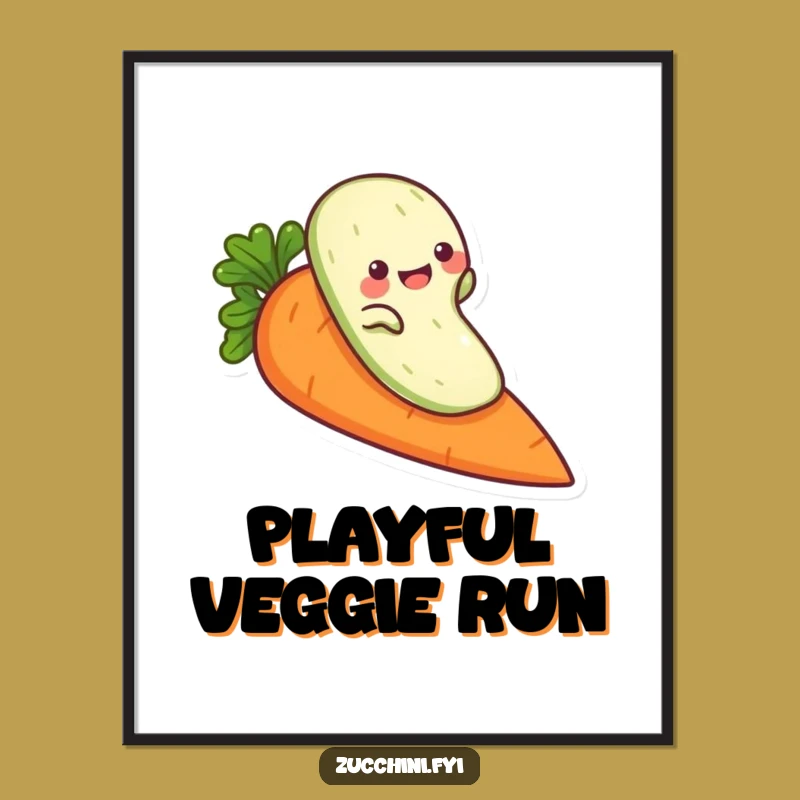 Funny Zucchini Carrot Slide Digital Art: Playful Veggie Print for Instant Humor