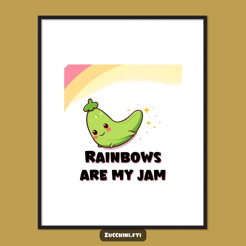 Funny Zucchini Rainbow Slide Digital Art: Instant Hilarious Sparkle for Your Space