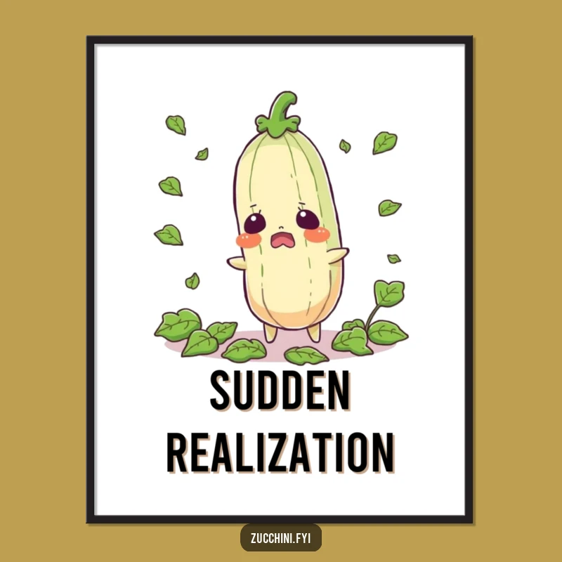 Funny Startled Zucchini Digital Art: Instant Laughs for Your Shockingly Cool Decor