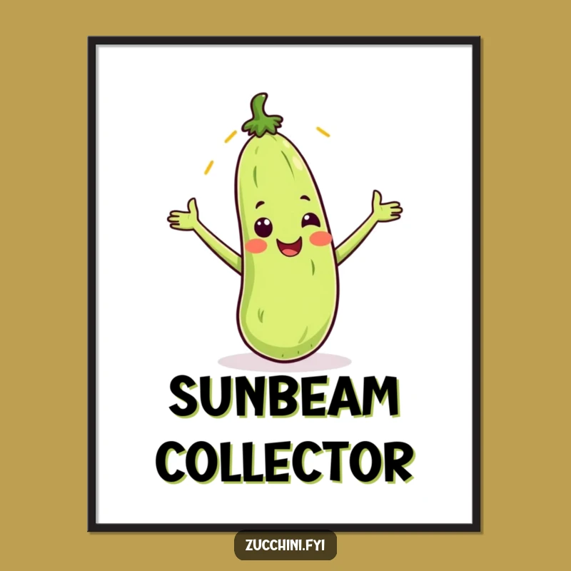 Funny Zucchini Sunbeam Digital Art: Happy Veggie Print, Perfect Sunny Decor & Humorous Gift