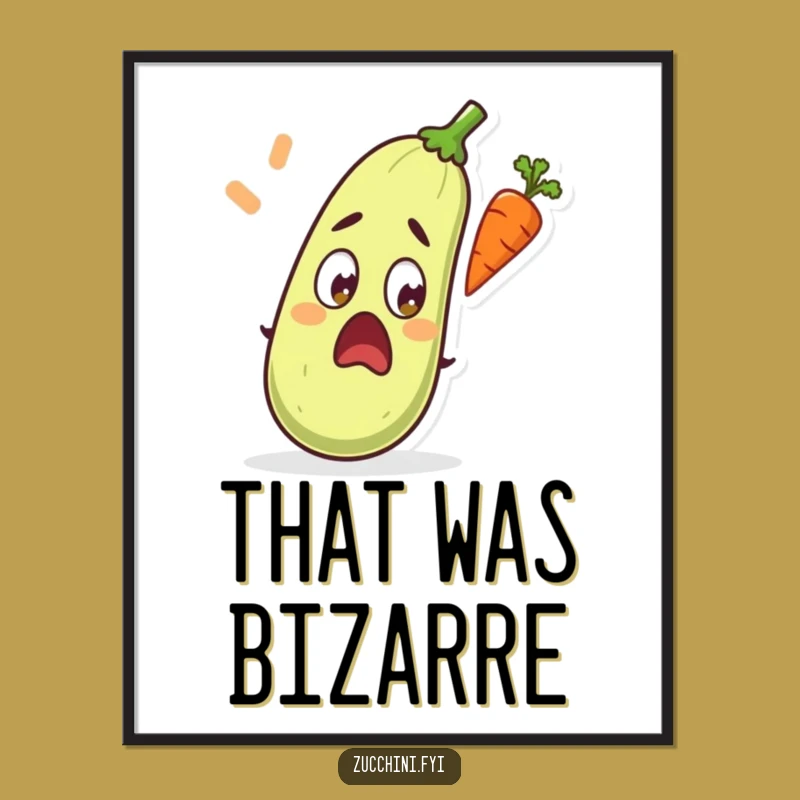 Funny Surprised Zucchini Digital Art: Flying Carrot Chaos - Instant Funny Gift