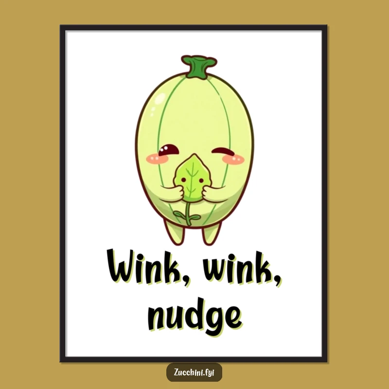 Funny Zucchini Wink Digital Art - Cheeky Veggie Print, Instant Humorous Decor