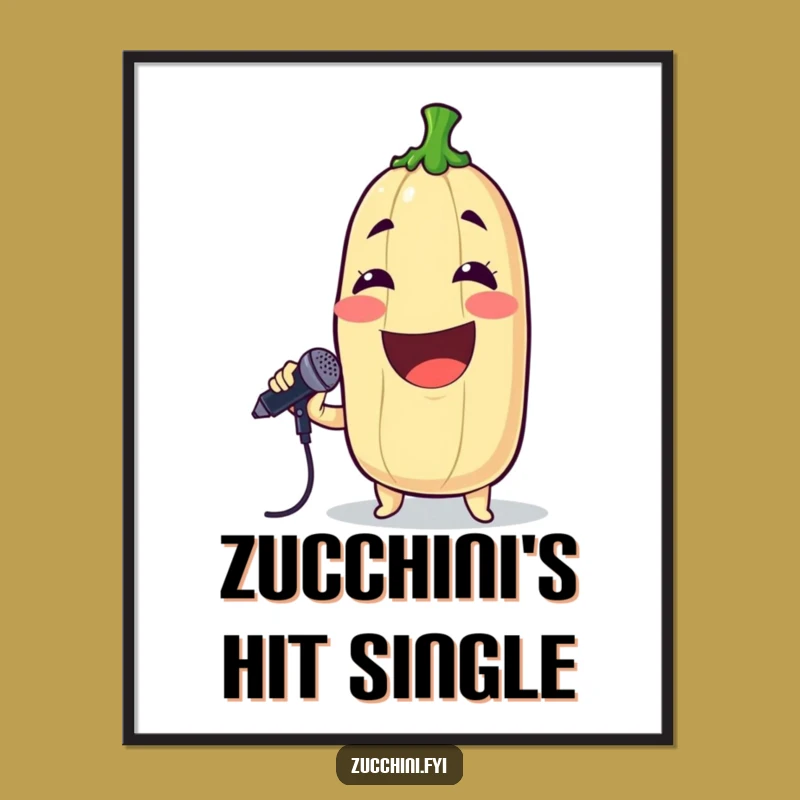 Funny Singing Zucchini Digital Art: Rockstar Veggie Print, Perfect Music Decor & Humorous Gift