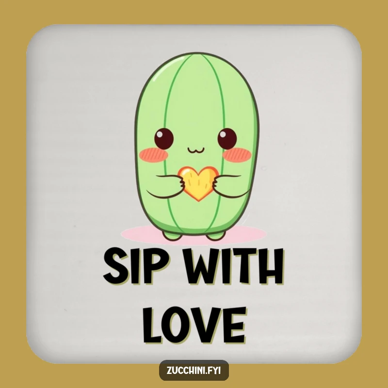 Funny Blushing Zucchini Coaster: Sweet Veggie Protection - Home Decor Gift