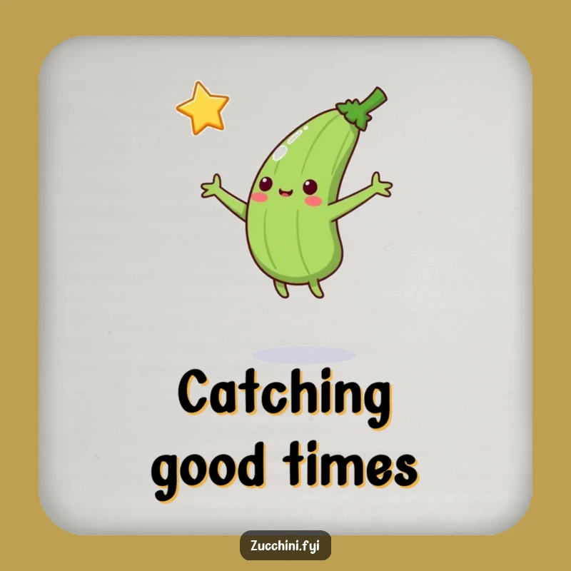 Funny Jumping Zucchini Star Catcher Drink Coaster: Protect Surfaces with Aspiration!