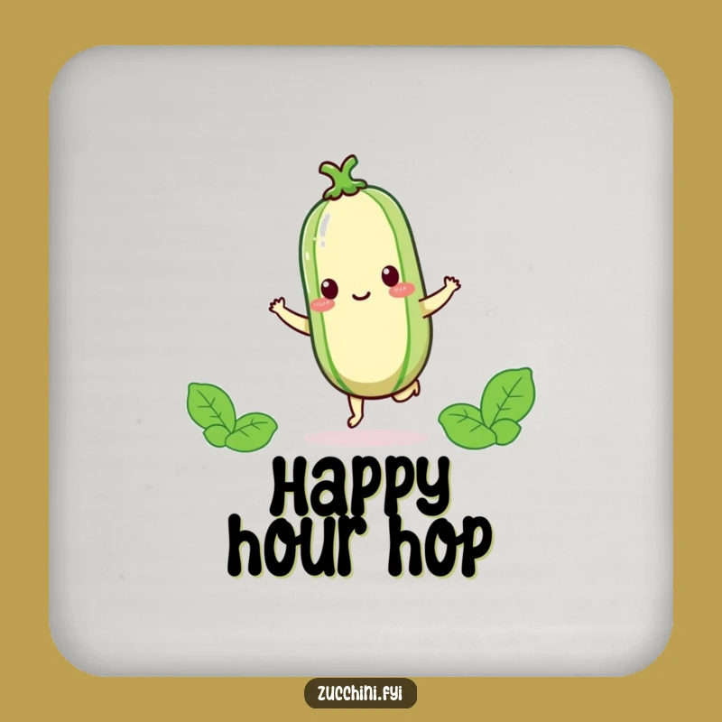 Funny Kawaii Zucchini Hop Drink Coaster - Joyful Veggie Protector for Happy Tables