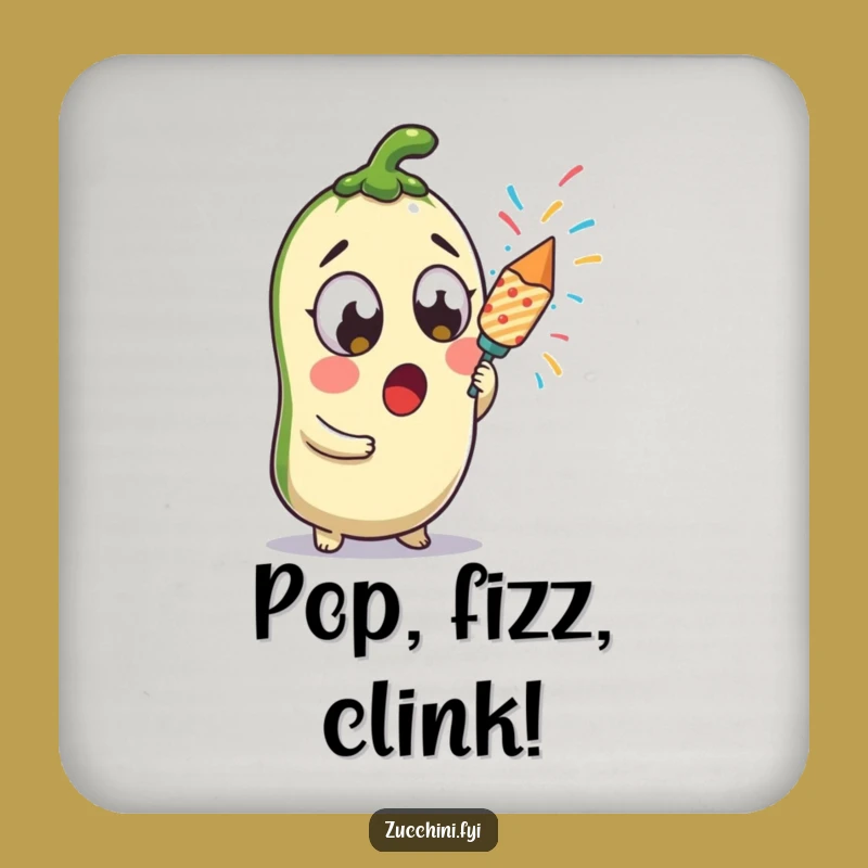 Funny Kawaii Zucchini Popper Drink Coaster - Surprised Veggie Protector for Festive Tables