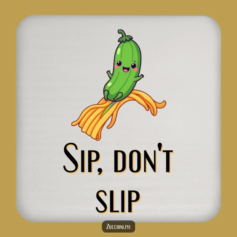 Funny Pasta Rainbow Zucchini Drink Coaster - Whimsical Table Decor