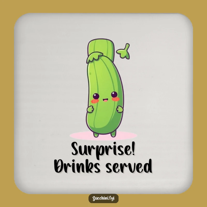 Funny Zucchini Exclamation Coaster: Playful Veggie Protection - Home Decor Gift