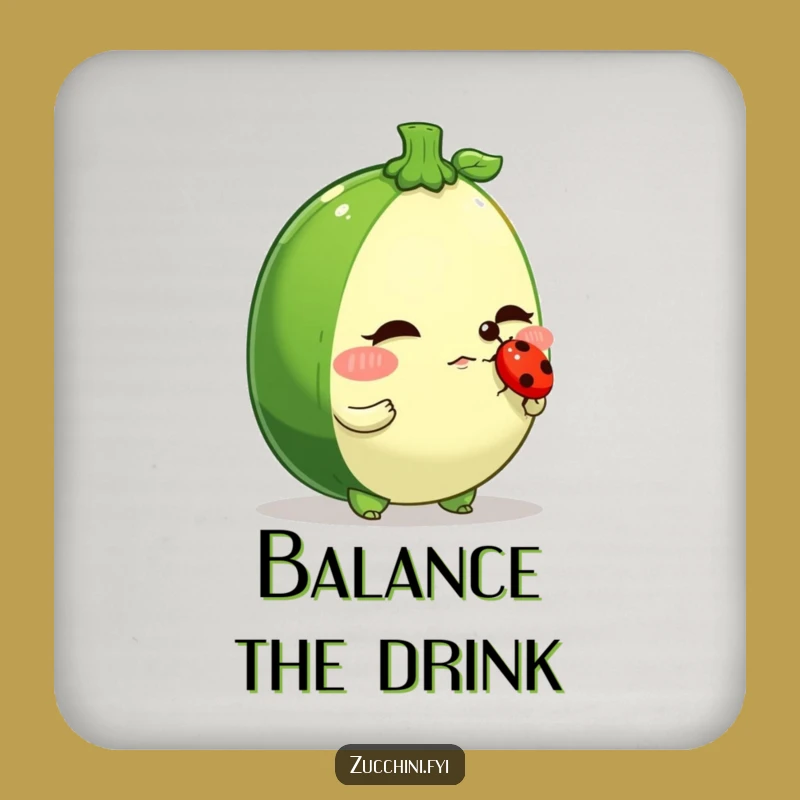 Funny Zucchini Ladybug Balance Coaster: Determined Veggie Protection with Charm