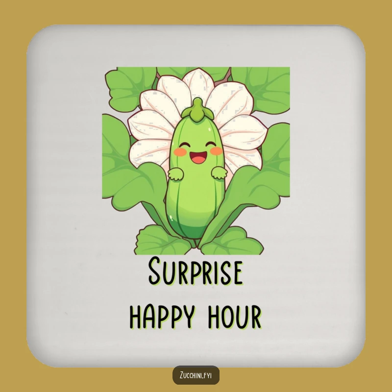 Funny Zucchini Laugh Coaster - Peekaboo Veggie Protection, Quirky Drink Gift