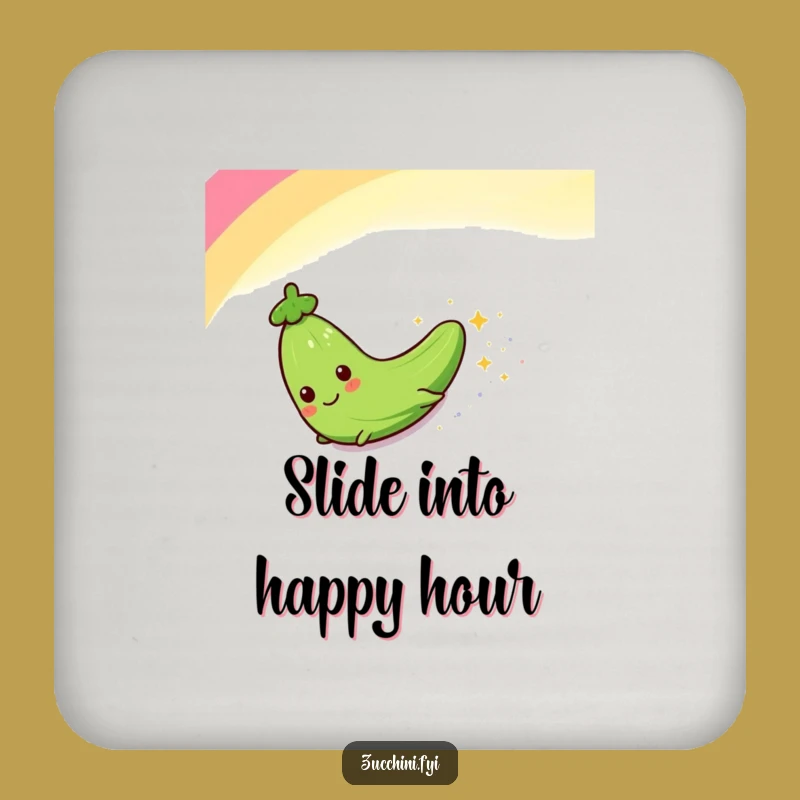 Funny Zucchini Rainbow Slide Drink Coasters: Protect Surfaces with Hilarious Sparkle