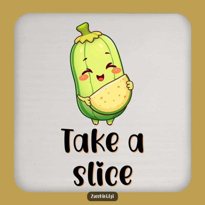Funny Zucchini Slice Saver Coaster: Winking Veggie Protection, Home Decor Gift