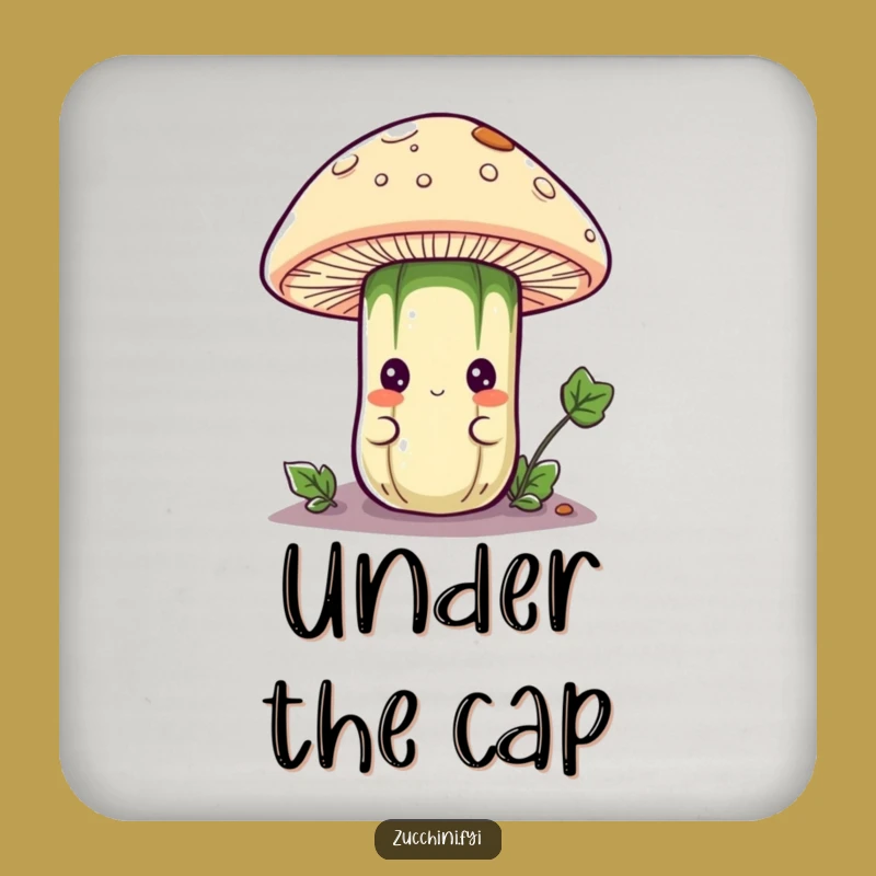 Funny Zucchini Table Secret Coaster: Curious Veggie Peeking, Home Decor Gift