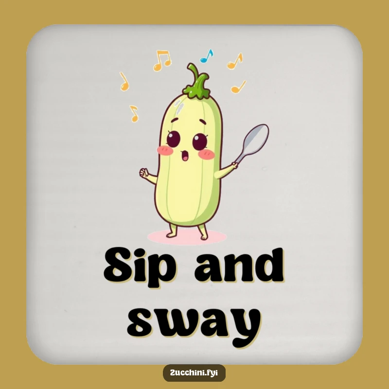 Funny Dancing Zucchini Drink Coaster - Musical Veggie Table Decor