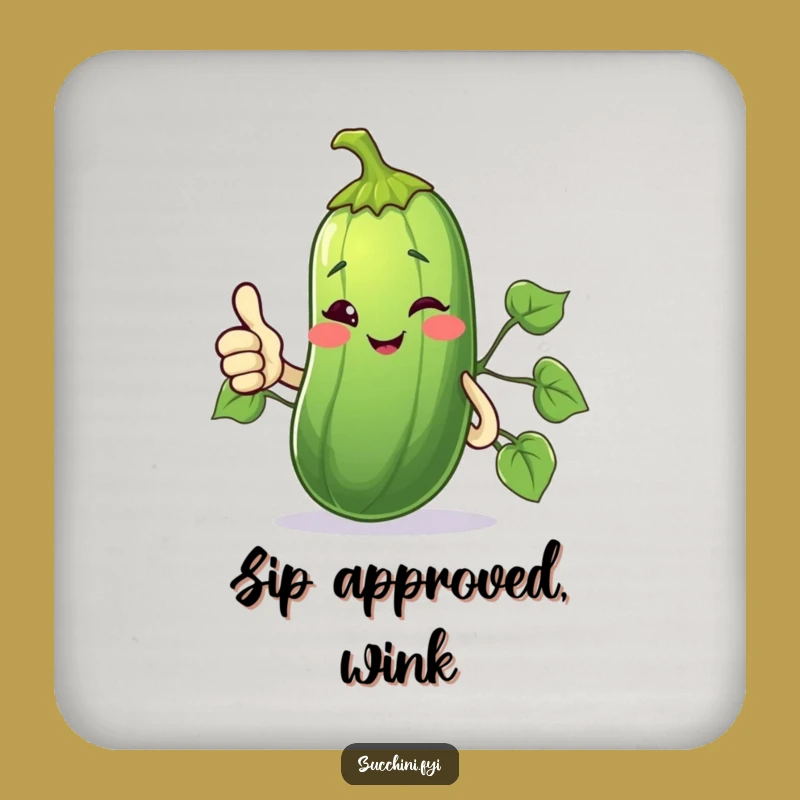 Funny Winking Zucchini Coaster: Thumbs Up Drink Accessory, Perfect Funny Gift