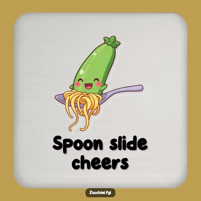 Funny Zucchini Noodle Spoon Slide Coasters: Protect Surfaces with Fun