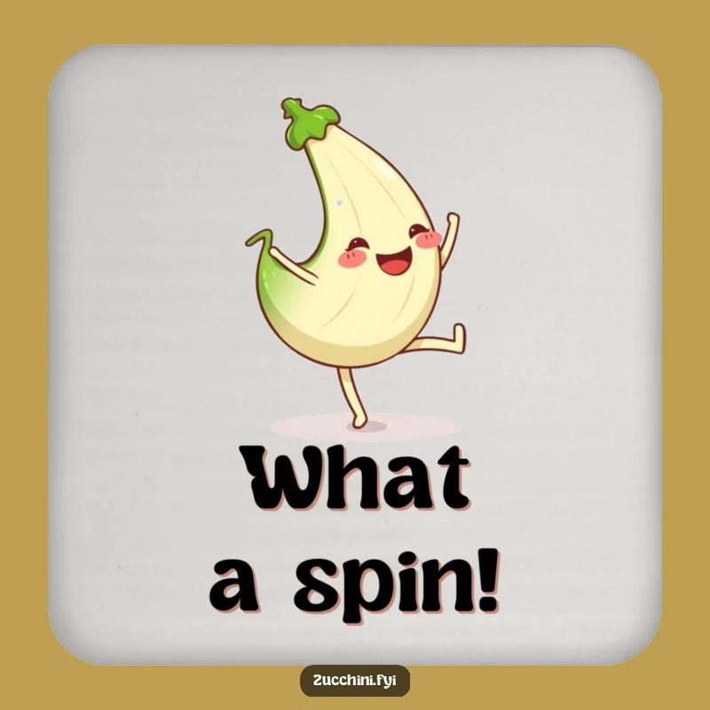 Funny Cartwheeling Zucchini Coaster: Protect Surfaces with Flair - Funny Gift