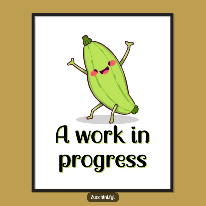 Funny Kawaii Zucchini Cartwheel Poster - Hilarious Wobbly Veggie Art for Comical Wall Decor