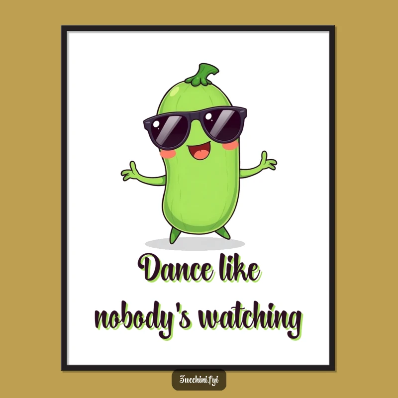 Funny Dancing Zucchini Poster - Hilarious Wall Art & Gift for Fun Spaces