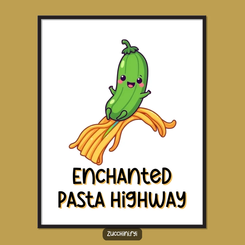 Funny Pasta Rainbow Zucchini Poster - Dreamy Veggie Art
