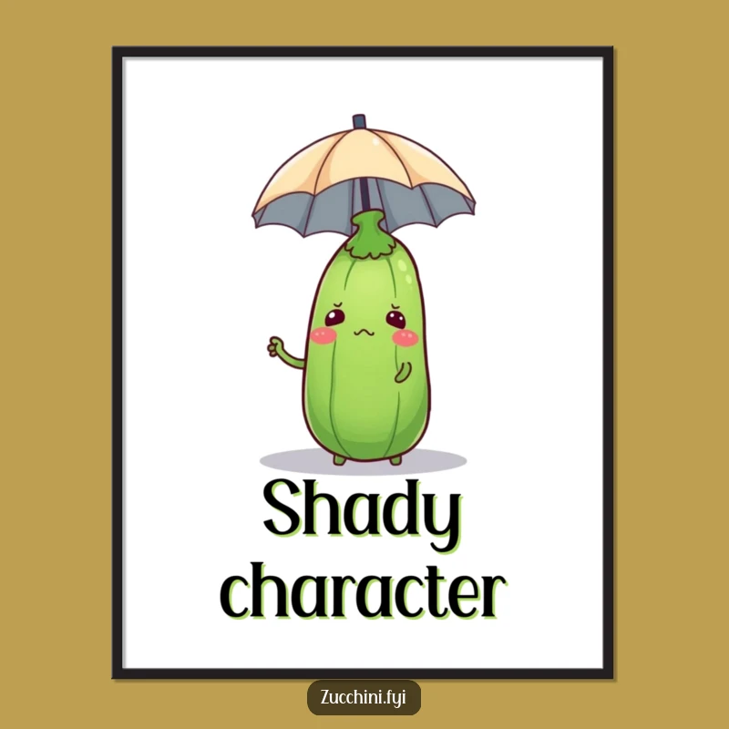 Funny Confused Zucchini Poster - Bewildered Veggie Umbrella Art Gift