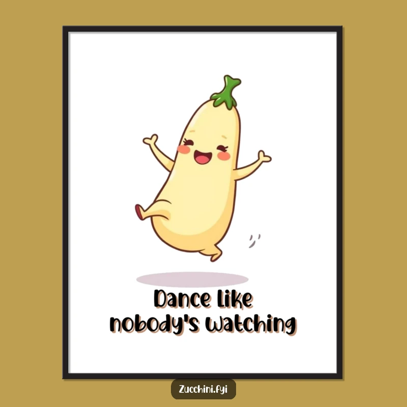 Funny Dancing Zucchini Poster: High Kick Veggie Art, Perfect Funny Gift for Walls