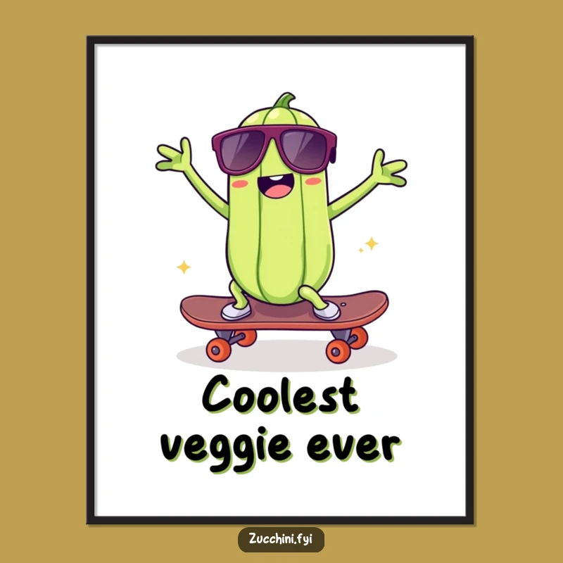 Funny Skater Zucchini Poster: Whimsical Wall Art for Cool Vibes