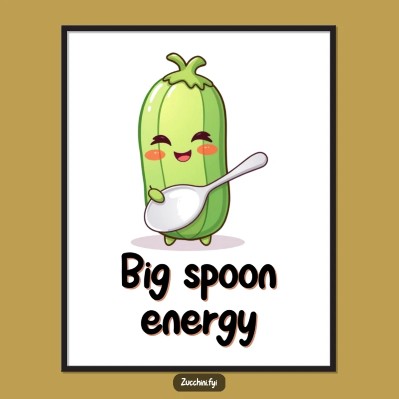 Funny Winking Zucchini Poster - Giant Spoon Art, Kitchen Decor, Perfect Gift