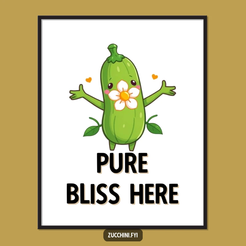 Funny Zucchini Flower Embrace Poster: Gentle Nature Art - Unique Funny Gift
