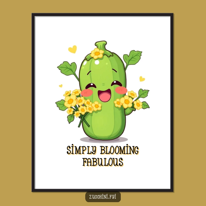 Funny Zucchini Flower Pose Poster: Decorate with this Hilarious Botanical Art