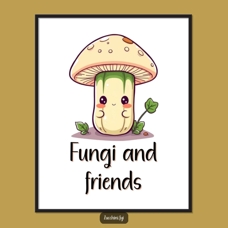 Funny Zucchini Hidden Gem Poster: Curious Veggie Peeking Art, Wall Decor Gift