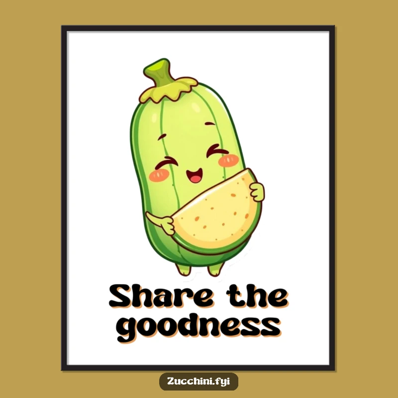 Funny Zucchini Offering Poster: Winking Veggie Slice Art, Wall Decor Gift