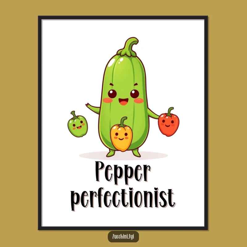 Funny Zucchini Poster: Beaming Juggler Veggie Wall Art, Perfect Humorous Decor