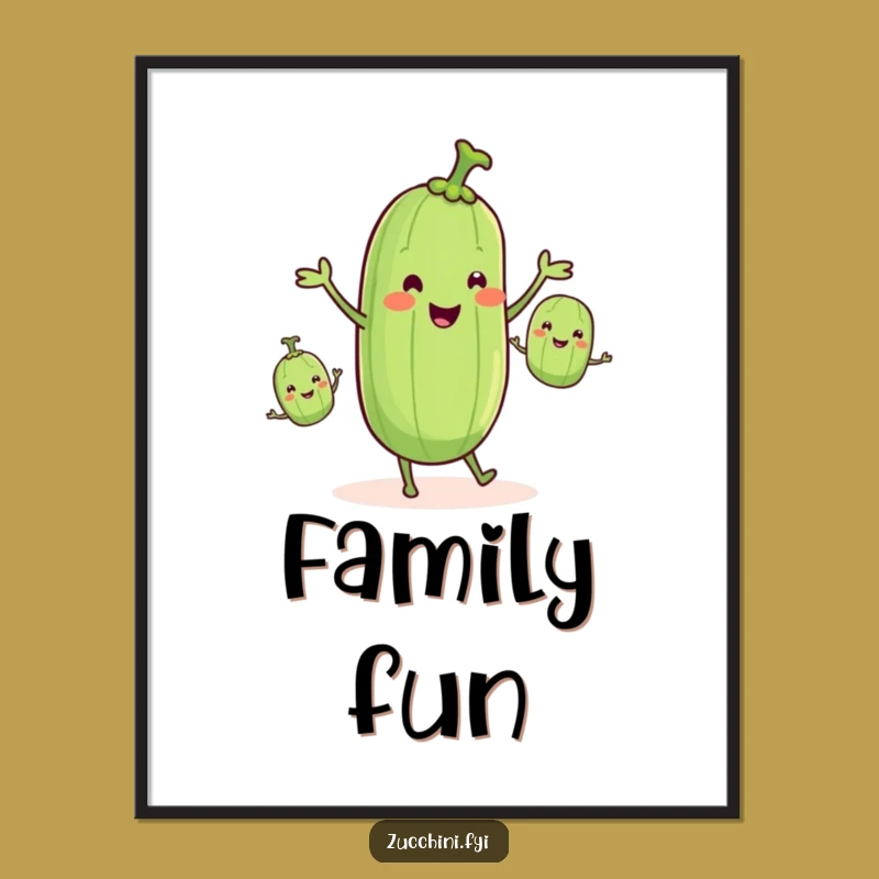 Funny Zucchini Poster: Veggie Juggling Act, Humorous Kitchen Art, Gift Idea