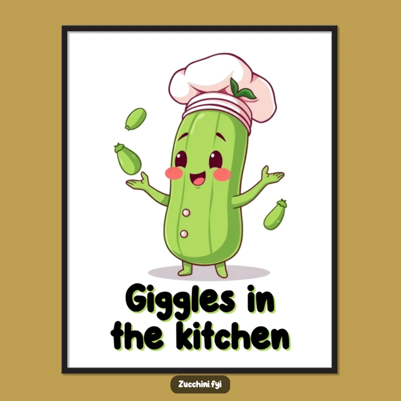 Funny Zucchini Chef Poster - Humorous Vegetable Art for Culinary Decor