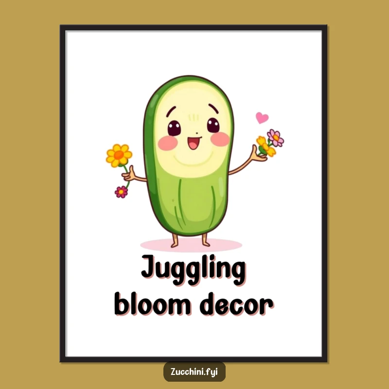Funny Zucchini Flower Juggler Poster: Add Whimsy to Your Walls